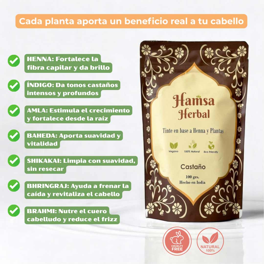 Tinte 100% Natural Hamsa Herbal (Tono Castaño) - Henna Lovers