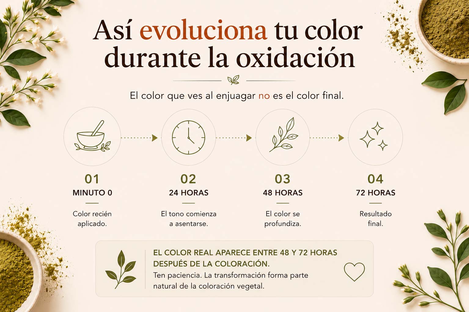 Tu tinte vegetal cambia de color los primeros días - Henna Lovers