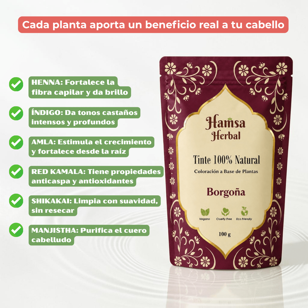 Tinte 100% Natural - Borgoña - Henna Lovers
