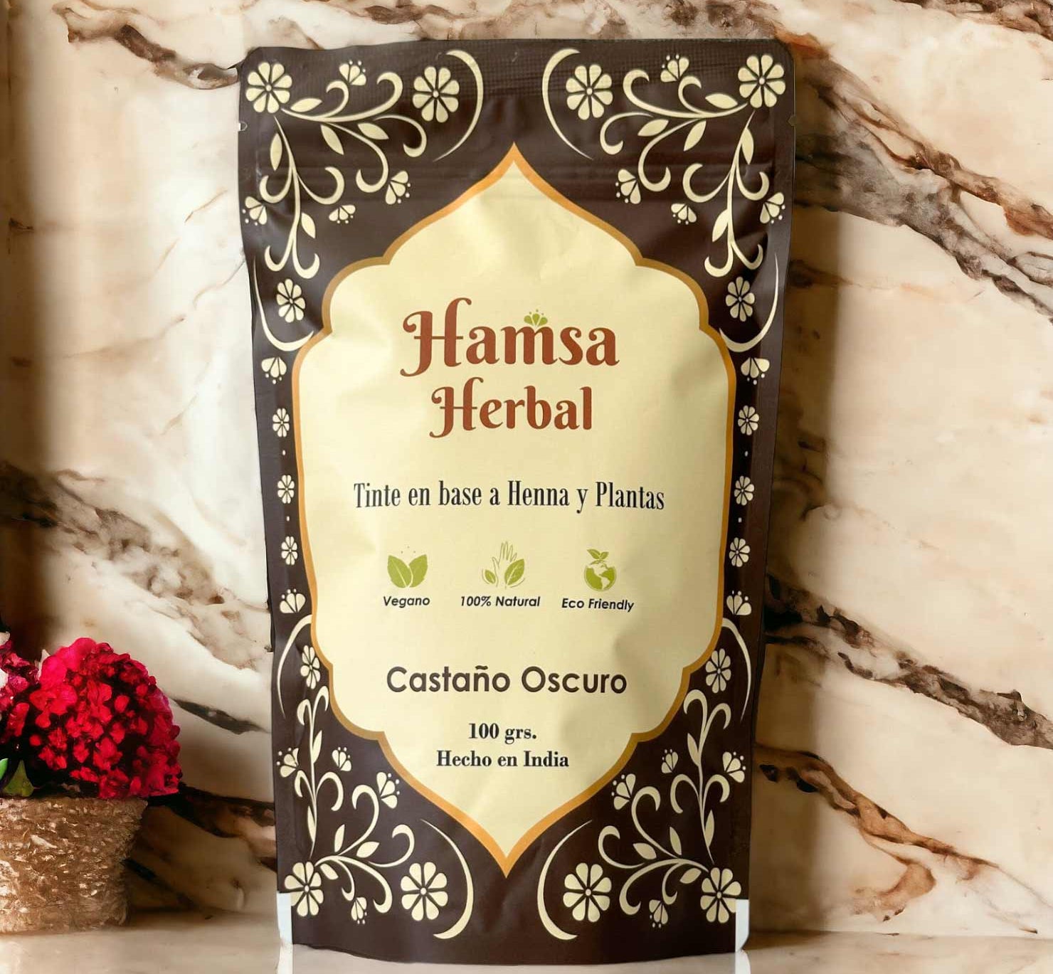 Tinte 100% Natural Hamsa Herbal (Tono Castaño Oscuro) - Henna Lovers