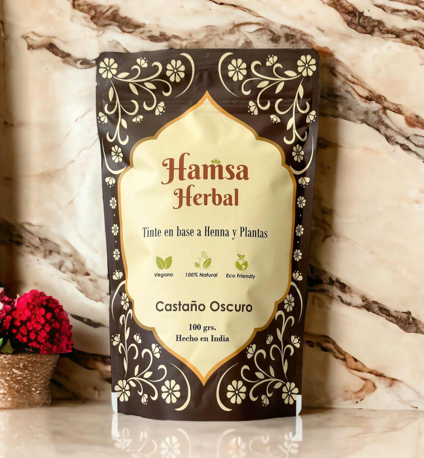 Tinte 100% Natural Hamsa Herbal (Tono Castaño Oscuro) - Henna Lovers